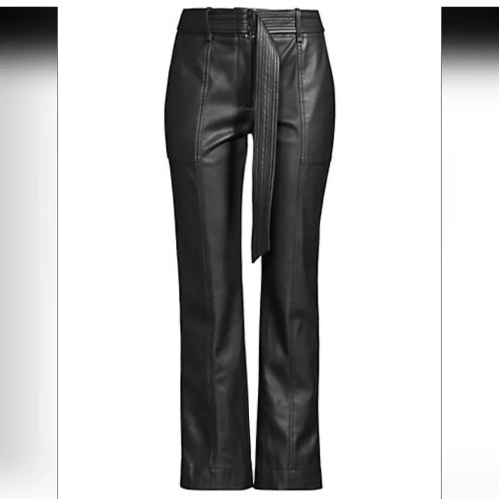 REBECCA TAYLOR Faux Leather High Rise Straight Leg Pants - Picture 1 of 11